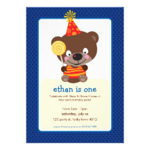 INVITATIONS DE FÊTE D'ANNIVERSAIRE : : nounours + 