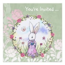 Invitations de lapin de Pâques de chasse à oeuf de
