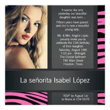 Invitations de Quinceanera de photo de zèbre de ro