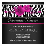 Invitations de Quinceanera de zèbre de roses indie