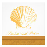 Invitations d'or de mariage de plage de Shell de s
