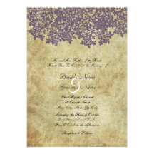 Invitations florales pourpres vintages de mariage