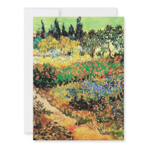 Invitations. Flowering garden with path