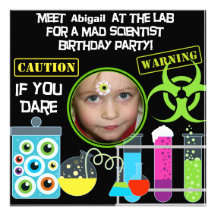 Invitations folles de fête d'anniversaire de scien