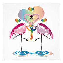 Invitations gaies de flamants