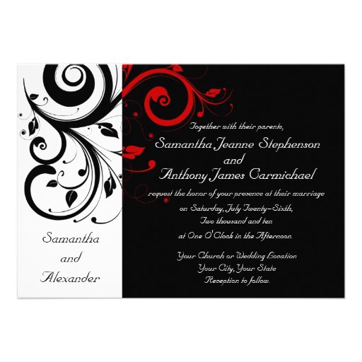 Invitations inverses noires/blanches/rouges de mar