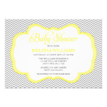 Invitations jaunes grises de baby shower de cadre 