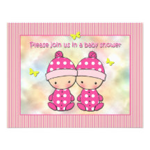 Invitations jumelles de baby shower de filles
