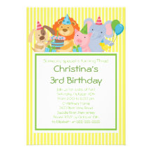 Invitations mignonnes de fête d'anniversaire de fê