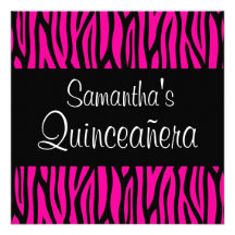 Invitations modernes de Quinceanera de zèbre de ro