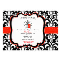 Invitations Monograme de baby shower de damassé
