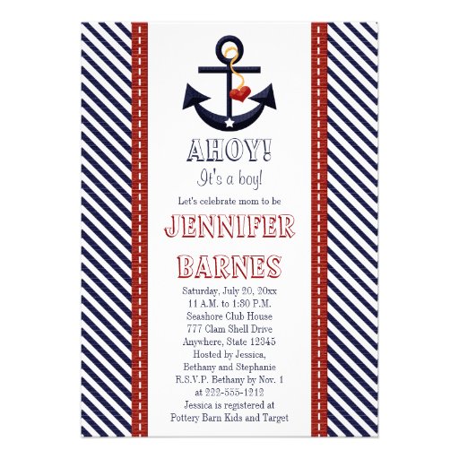 Invitations nautiques de baby shower d'ancre