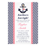 Invitations nautiques de baby shower d'ancre rose 