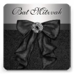 Invitations noires argentées de bat mitzvah de dam