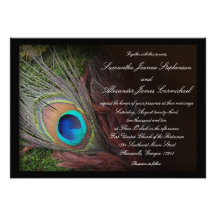 Invitations noires de mariage de la plume w/Moss d