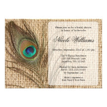 Invitations nuptiales de douche de plume de paon d
