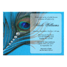 Invitations nuptiales de douche de plume de paon d