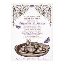 Invitations nuptiales de thé de jardin pourpre