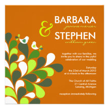 Invitations oranges de mariage d'automne qui respe