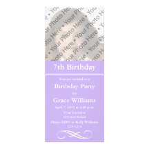 Invitations pourpres d'anniversaire de photo ou d'