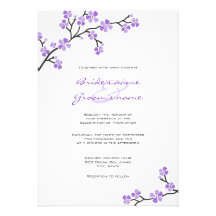 Invitations pourpres de mariage de fleurs de ceris