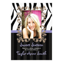 Invitations pourpres de photo de sweet sixteen de 