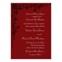 Invitations riches de mariage de rouge cramoisi
