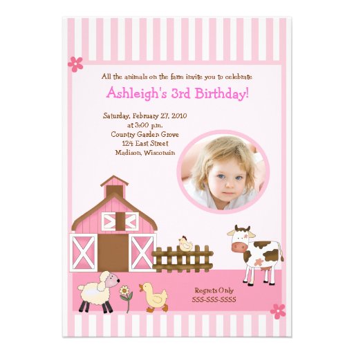 Invitations roses d'anniversaire de PHOTO de la fe