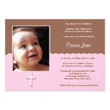 Invitations roses de baptême de chocolat