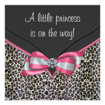 Invitations roses de princesse baby shower de léop
