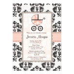 Invitations roses et noires de baby shower de dama