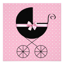 Invitations roses noires de baby shower de point d