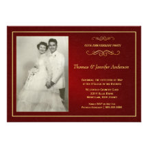 Invitations rouges d'anniversaire de mariage - qua