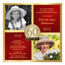 Invitations rouges d'anniversaire d'or puis et mai