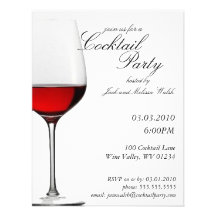 Invitations rouges de partie de cocktail de vin ro