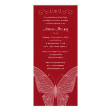 Invitations rouges de Quinceanera de papillon