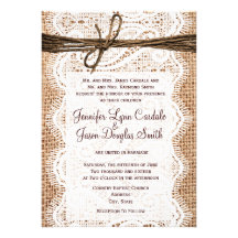 Invitations rustiques de mariage de ficelle de den