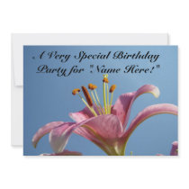 Invitations Special Birthday Party Pink Lily
