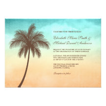 Invitations tropicales de mariage de palmier de pl
