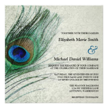Invitations vintages de mariage damassé de paon
