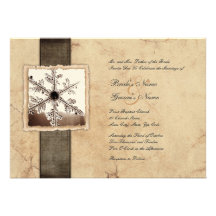 Invitations vintages de mariage de flocon de neige