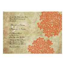 Invitations vintages florales oranges de mariage