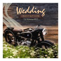Invitations vintages rustiques de mariage de motoc