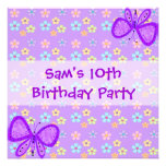 Invite 10th Birthday Floral Purple Butterfly