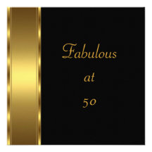 Invite Birthday Party Black Gold Fabulous 50th