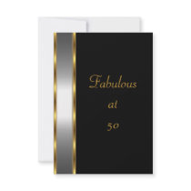 Invite Birthday Party Black Gold Fabulous 50th