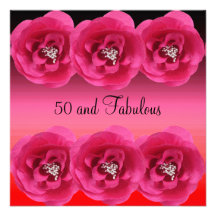 Invite Pink Flowers 50 and Fabulous