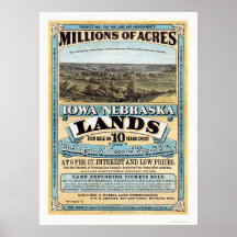 Iowa and Nebraska Land Advertisement 1872 Print