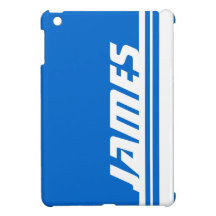Ipad bleu et blanc nommé de sport de rayure mini