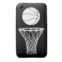 iPhone 3 Basketball Silhouette White on Black iPhone 3 Case-Mate Cases